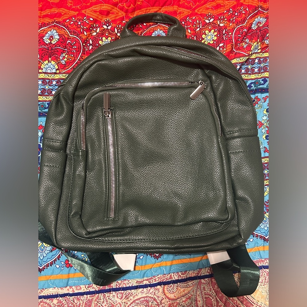 Small Green Faux Leather Backpack